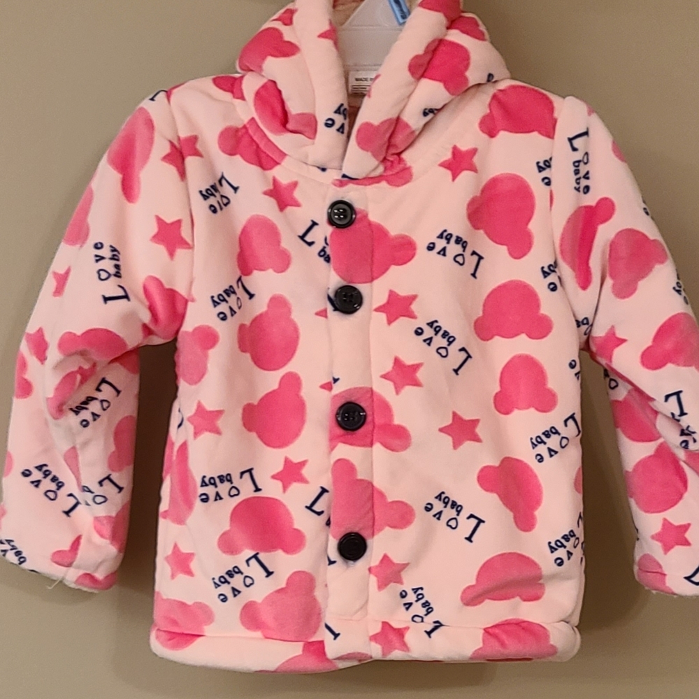 Very soft plush lined hooded button up sweater/jacket